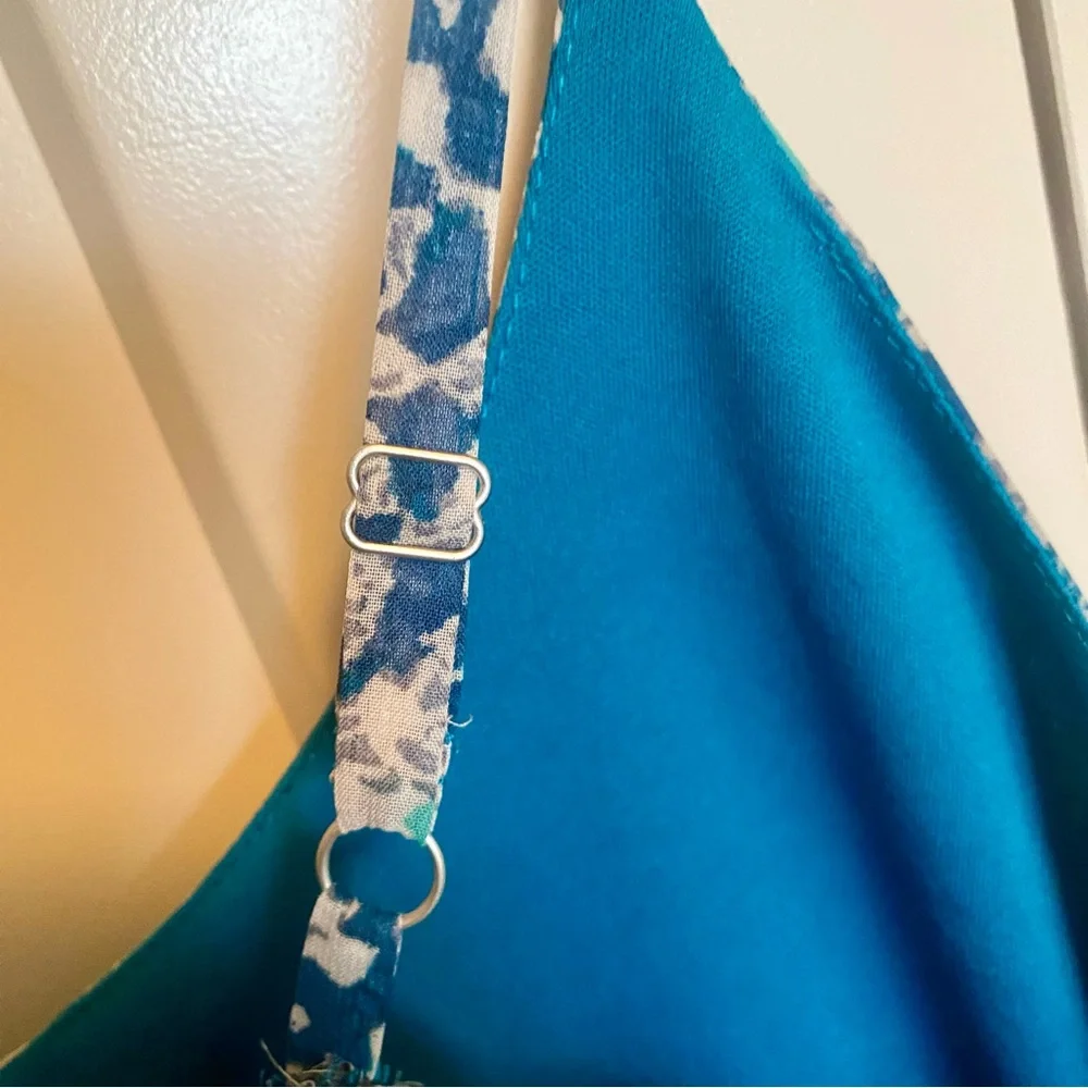 Xhilaration-Lace Up Style front-Blue/Green Patterned Sun Dress-Size L - Picture 3 of 11